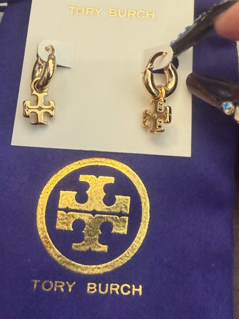TORY BURCH AUTHENTIC KIRA MINI HOOPS GOLD PLATED EARRINGS NEW
